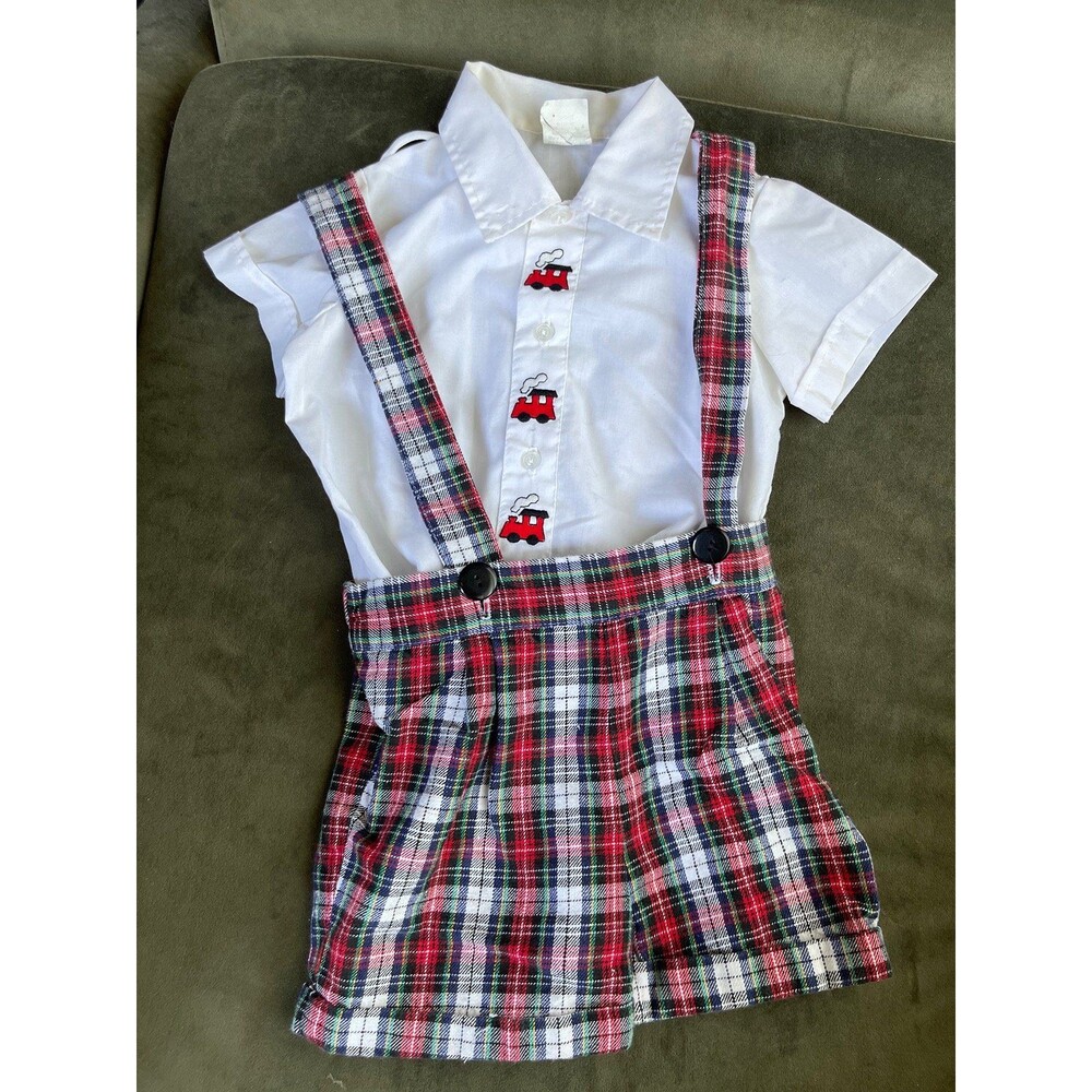 Vintage Train Plaid Set